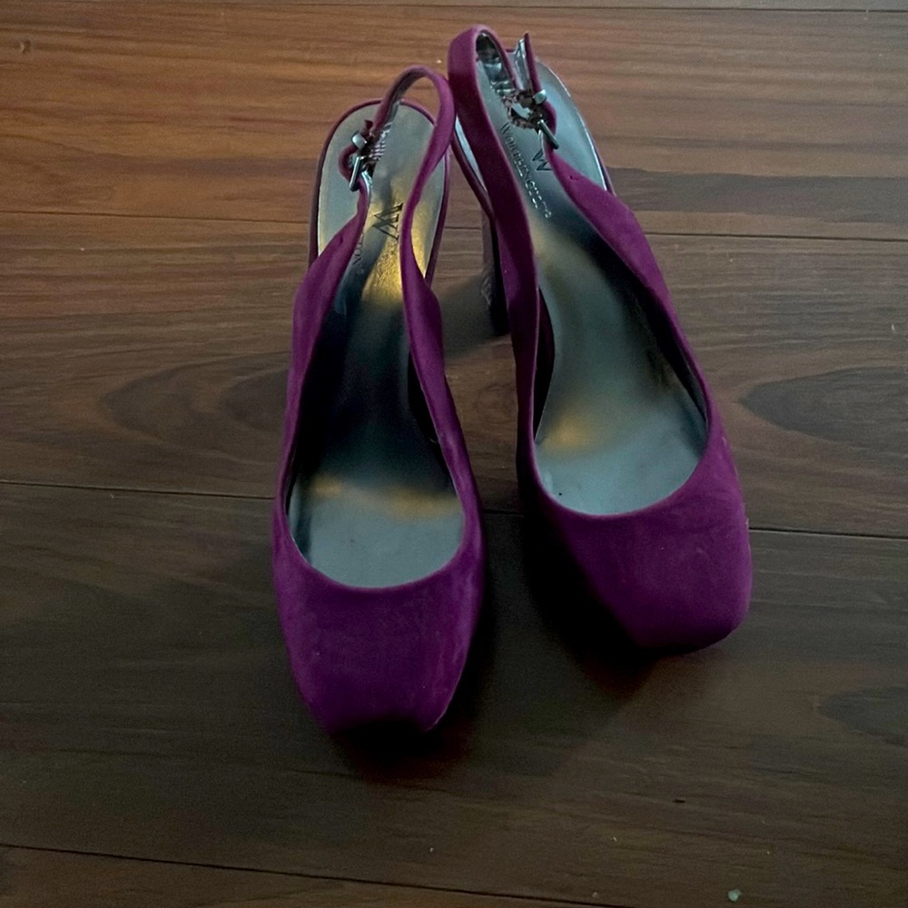 Chunky Platform chunky heel plum color soft  suede